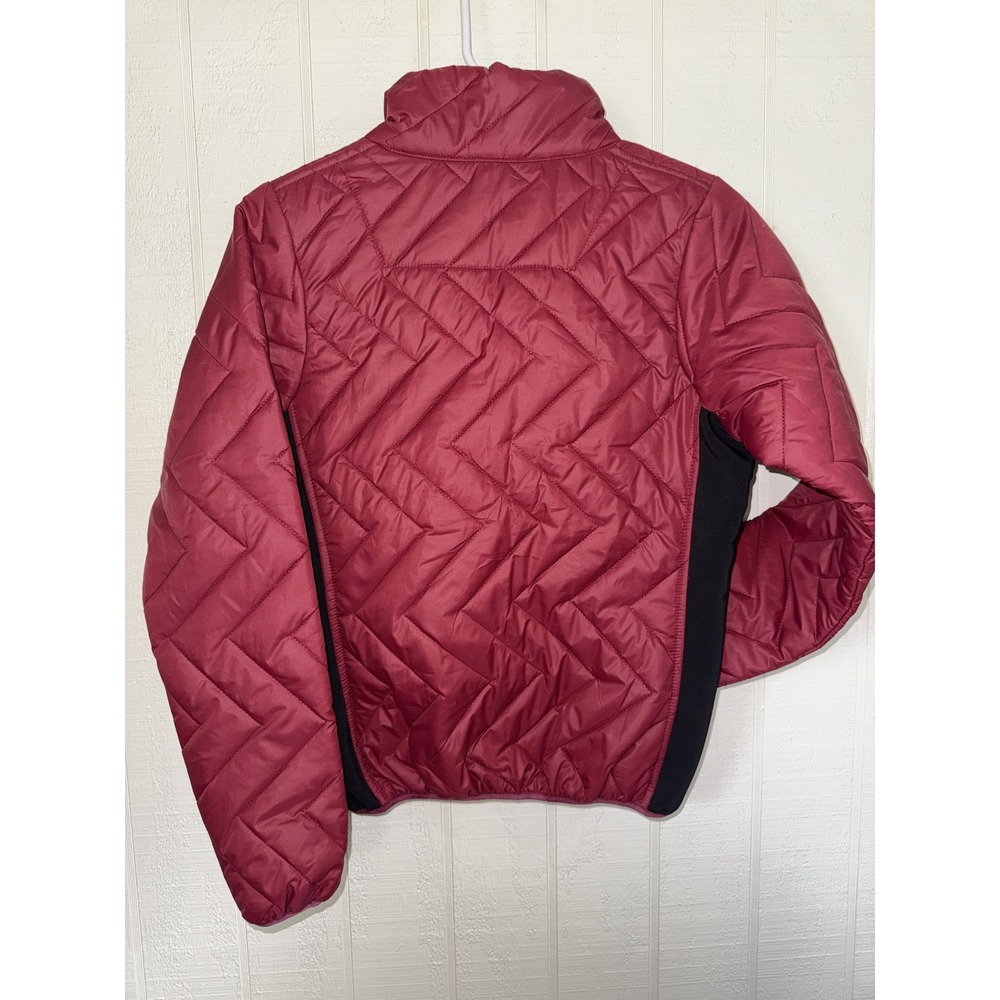 Texas Country Maroon Quilted Puffer Jacket Small Full Zip Mock Neck Maroon - Picture 4 of 4